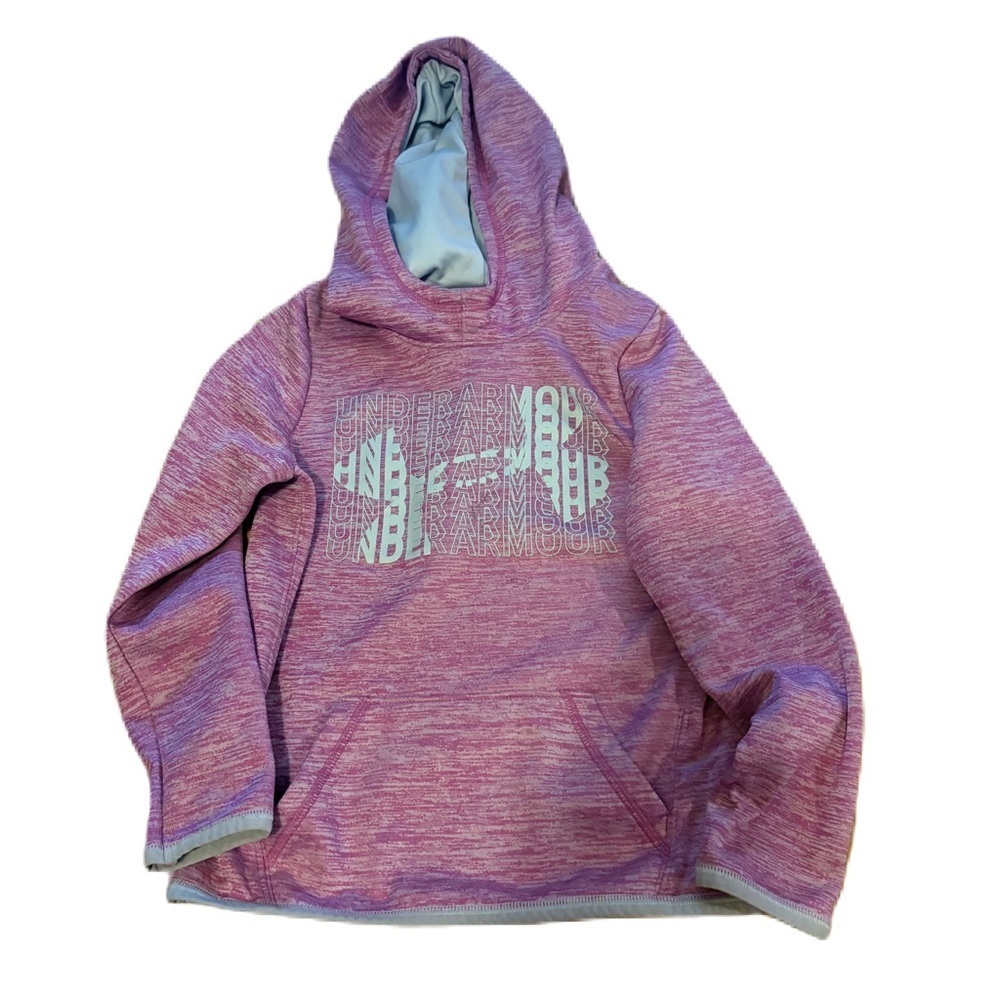 Under Armour Girls' Pink Hooded Pullover Sweatshirt Small Purple